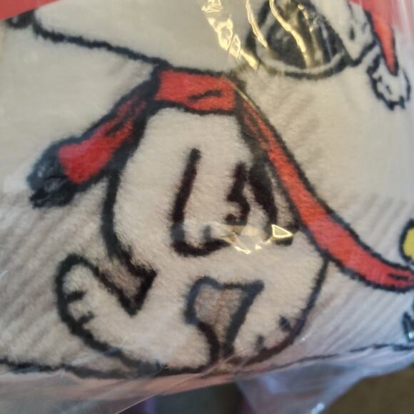 New Peanuts Snoopy Woodstock Fleece Throw 50x70 Christmas White Gray Plaid - Picture 5 of 9